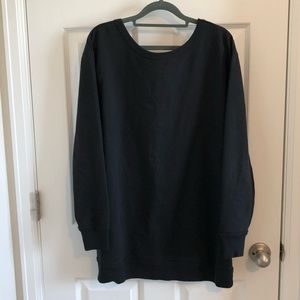 Black BP detail back tunic sweatshirt
